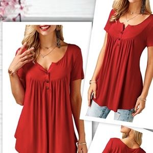 Pretty Red Tunic Top; Flows, beautiful!